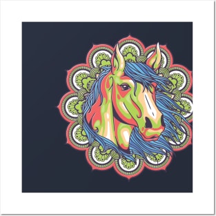 Mandala Horse  colorful cute animal Posters and Art